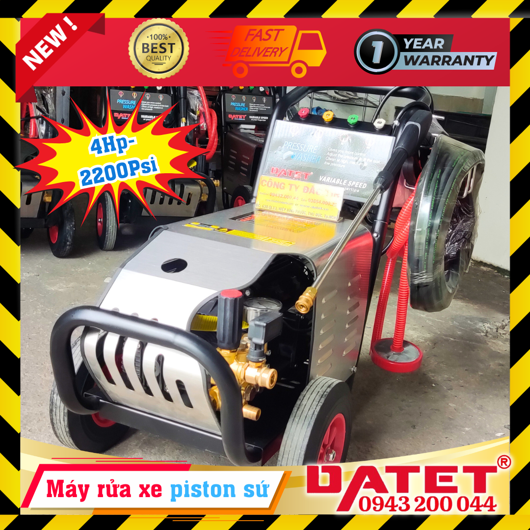 Máy rửa xe áp lực cao 3000W 2200Psi với cấu tạo 100% piston sứ siêu bền và giải nhiệt tốt DT-3013S4